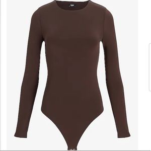 Body Contour Double Layer Crew Neck Thong Bodysuit